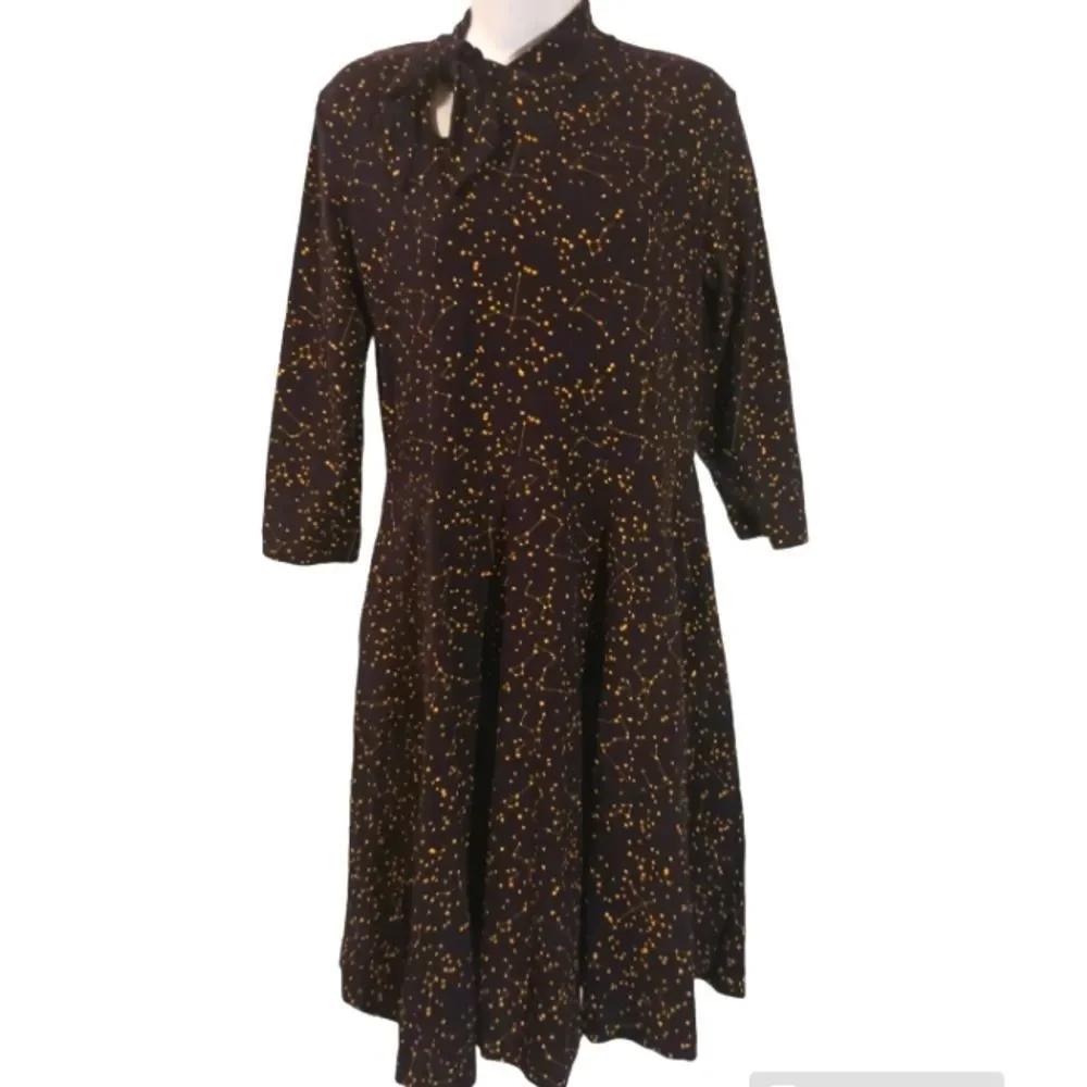 Effie's Heart Ruth dark blue constellation gold stars swing dress Size L